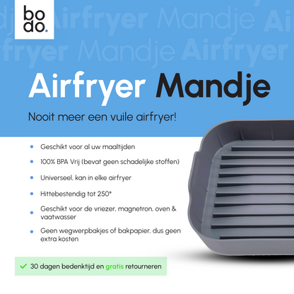 Bodo® Airfryer bakje - Vierkant - 20.5cm x 20.5cm