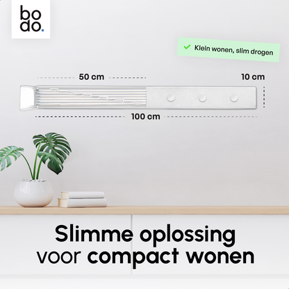 Bodo® In- en uitklapbaar droogrek met Ophanghaken - Wit - 6m Drooglengte