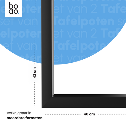 Bodo® - Stalen Onderstel Tafel - Tafelpoten - Set van 2 - U bankpoot 40x43 cm - Mat Zwart