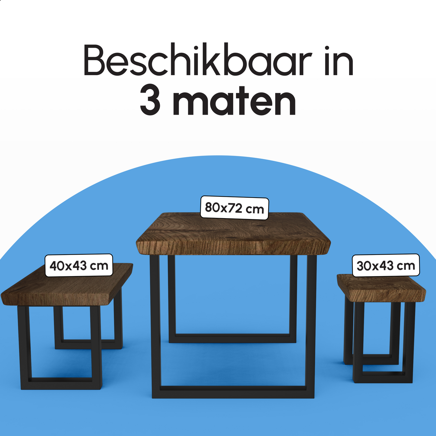 Bodo® - Stalen Onderstel Tafel - Tafelpoten - Set van 2 - U bankpoot 40x43 cm - Mat Zwart